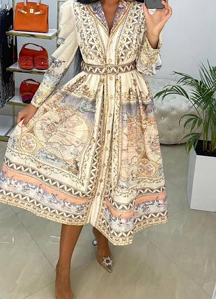 Платье длинное с орнаментом в стиле zimmermann