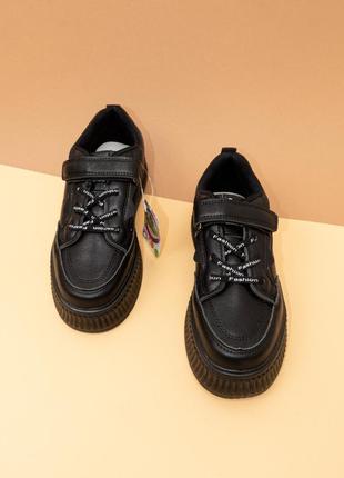 Стильні кросівки для дівчинки чорні 34-37 детские кроссовки для девочки деми jong golf3 фото