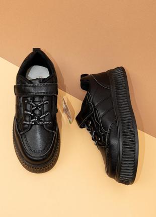 Стильні кросівки для дівчинки чорні 34-37 детские кроссовки для девочки деми jong golf5 фото
