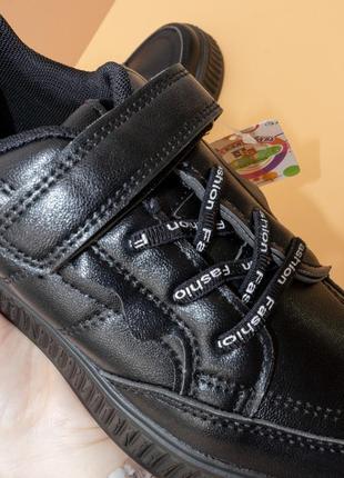 Стильні кросівки для дівчинки чорні 34-37 детские кроссовки для девочки деми jong golf7 фото