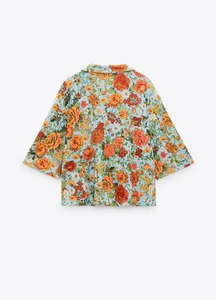Рубашка блуза zara в цветочный принт 20232 фото