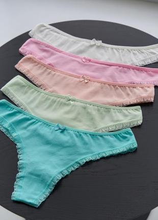 Трусики женские стринги хлопковые nicoletta туречковка, 5 шт в упаковке