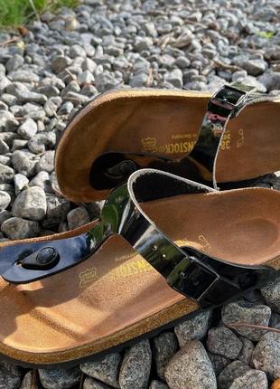 Вьетнамки birkenstock gizeh black birko-flor patent шлёпки сандали mayari yara taormina arizona made in germany 37 38 24 24.5 см