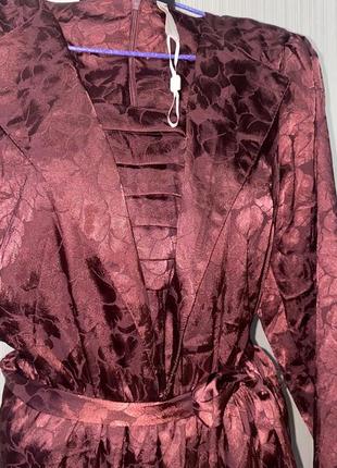 Бордовый комбинезон винтажный стиль сатиновый шелковый6 фото