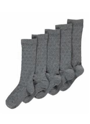 Високі гольфи високі шкарпетки підколінки дівчинці сірого кольору в сердечка george 27-30 розмір
