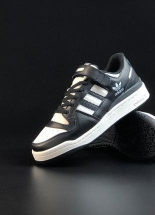 Чоловічі шкіряні чорно-білі кросівки adidas forum low 🆕 адідас форум