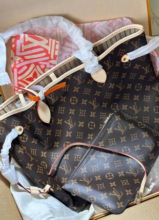 Сумка шоппер женская коричневая брендовая в стиле луи витон louis vuitton люкс