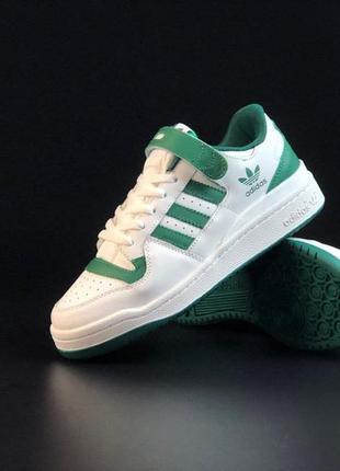 Чоловічі шкіряні чорно-білі кросівки з ліпучкою  adidas forum low 🆕 адідас форум