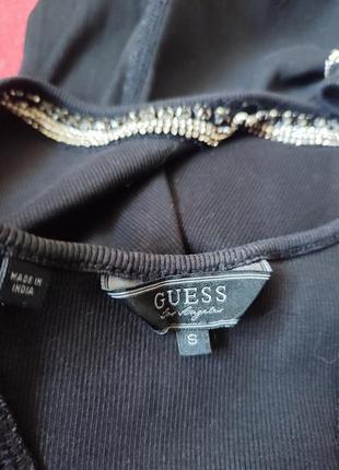 Жіноча чорна майка з камінцями guess оригінал8 фото