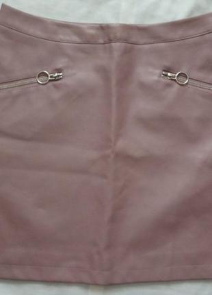 Ніжна шкіряна рожева спідниця юбка1 фото