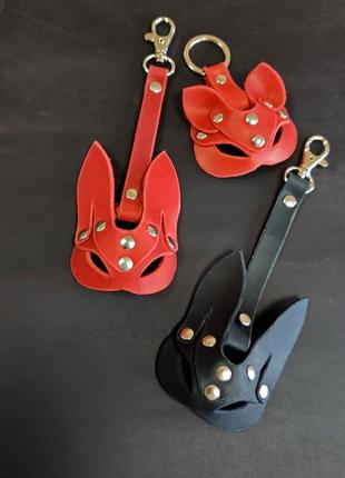 Брелок для ключей, кожаный зайка, black cat