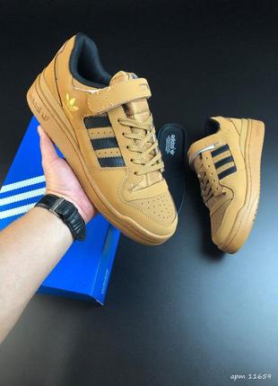 Мужские коричневые кроссовки с липучкой adidas forum low 🆕 кеды адидас форум