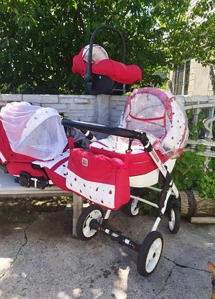 Универсальная коляска dada paradiso group glamour 3 в 1,божьи коровки,сонечки