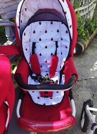 Универсальная коляска dada paradiso group glamour 3 в 1,божьи коровки,сонечки