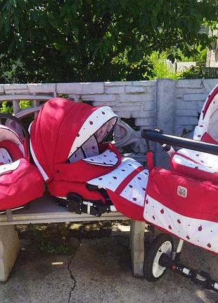 Универсальная коляска dada paradiso group glamour 3 в 1,божьи коровки,сонечки