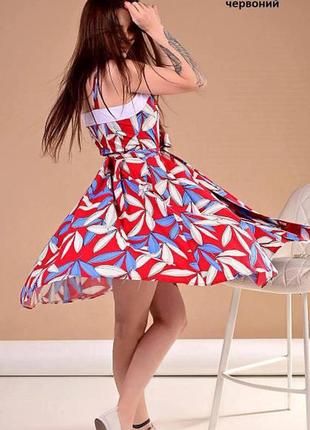 Легкое летнее платье - сарафан на брелях красный2 фото
