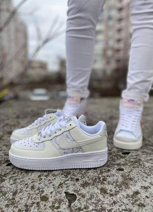 Женские кроссовки nike air force 1 low white sail grey / smb