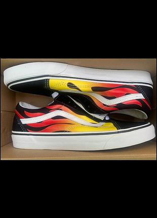 Кеди vans old skool flames 🔥 огни black/yellow/red