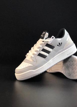 Мужские кожаные серые кроссовки adidas forum low 🆕 адидас форум