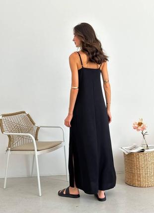 Длинное платье комбинация в бельевом стиле сарафан на тонких бретелях в пол черный пудра оливка миди макси с поясом6 фото