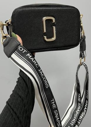 Брендова сумка marc jacobs black gold white strap