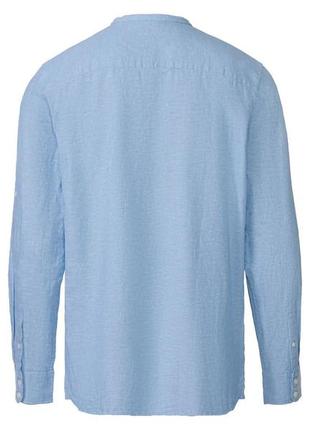 Чоловіча лляна сорочка, розмір m, колір блакитний3 фото
