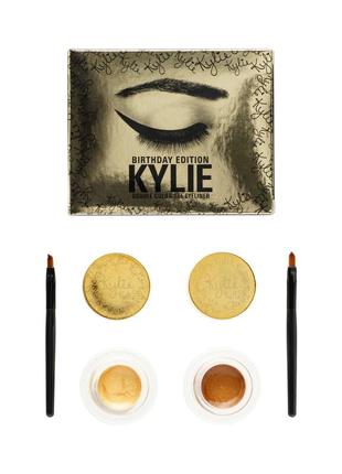 Кремовые тени подводка kylie double color cel (2шт. - rose gold-5g, dark bronze-4g)