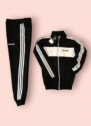 Женский спортивный костюм adidas адидас на лето осень черный черно-белый кофта штаны