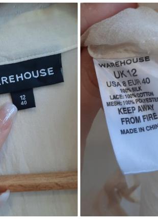 Warehouse кремовая блуза 100 % шёлк10 фото