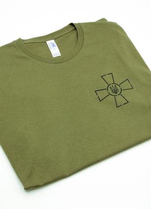 Чоловіча футболка з гербом зсу (s), футболка з бавовни, армійська футболка хакі зсу