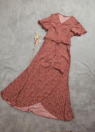 Длинное платье платья на запах в цветочный принт shein2 фото