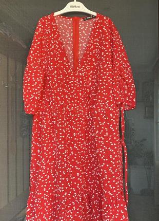Красное летнее платье в мелкие сердечки1 фото