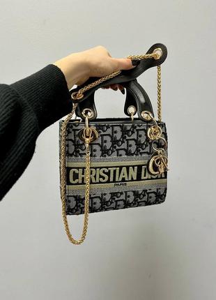 Брендова сумка christan dior lady black beige mini5 фото