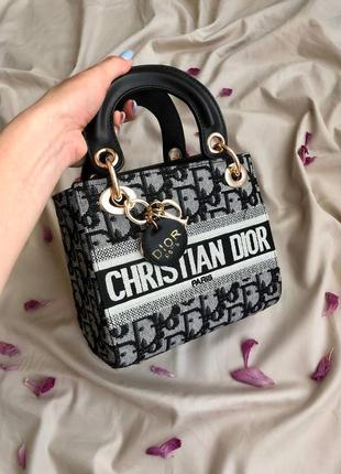 Брендова сумка christan dior lady black beige mini2 фото