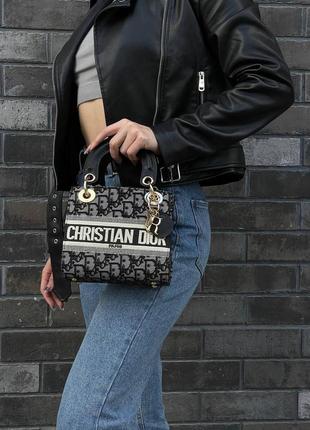 Брендова сумка christan dior lady black beige mini10 фото