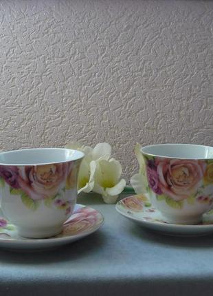 Чайный набор букет роз на 4 предмета1 фото