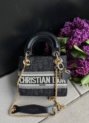 Брендова сумка christian dior lady black beige