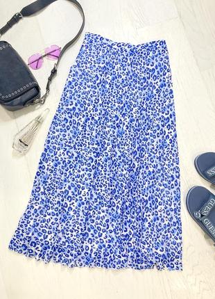 Голубая леопардовая юбка гофре m&amp;s размер l5 фото
