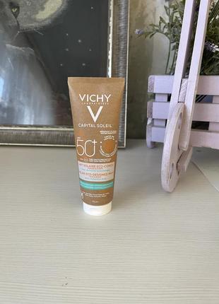 Сонцезахисне зволожувальне молочко для обличчя та тіла vichy capital soleil solar eco-designed milk spf50+1 фото