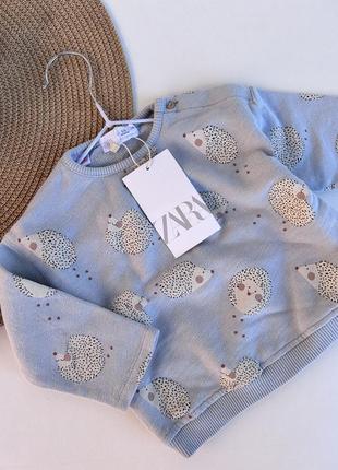 Zara невероятно милый свитшот с ежочками 🦔