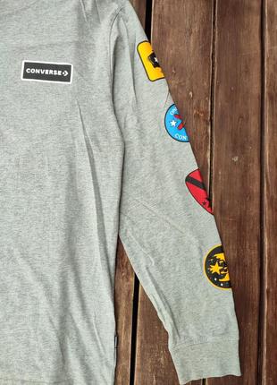 Лонгслив кофта converse скейтерская уличный стиль streetwear стритвир футболка с длинными рукавами с патчами с принтом6 фото