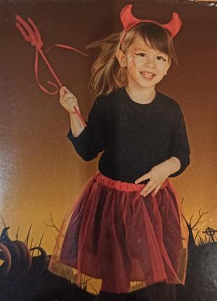 Костюм чертёнка хеллоуин для девочки 3-5 лет
