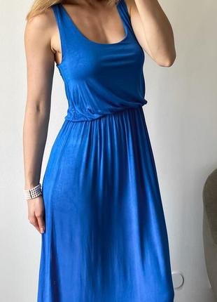 Синее платье макси цвета электрик6 фото
