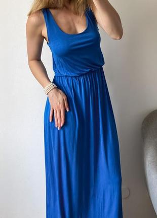 Синее платье макси цвета электрик9 фото