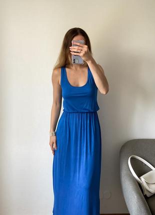 Синее платье макси цвета электрик7 фото