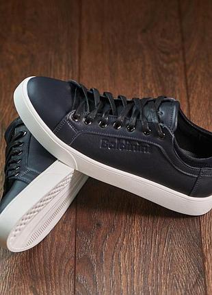 Мужские кеды базовые в синем цвете натуральная кожа