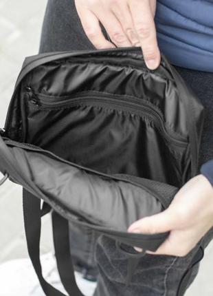 Чоловіча нагрудна сумка plate&nbsp;чорна тканинна молодіжна жилет броник міська сумка10 фото