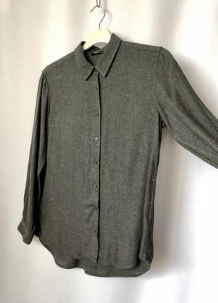 Uniqlo серая блуза рубашка с длинным рукавом из вискозы женская свободный крой4 фото
