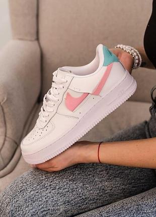 Женские кроссовки nike air force 1 lx wmns white pink blue / smb