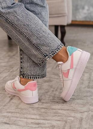 Женские кроссовки nike air force 1 lx wmns white pink blue / smb2 фото
